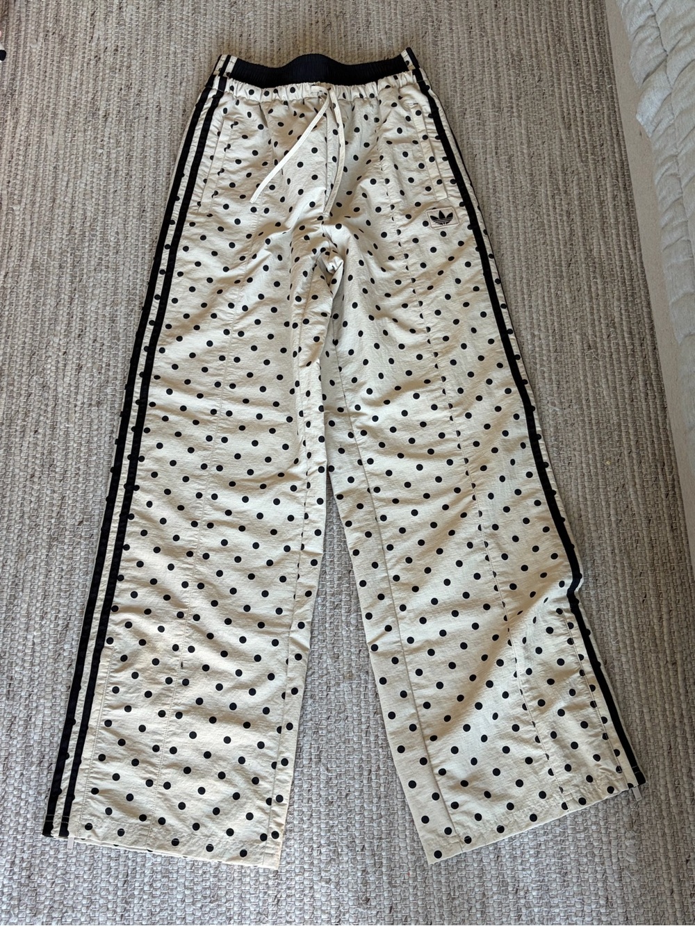 Adidas x ASOS limited edition Women's Cream Polka Dot Wide-Leg Track Pants - Picture 5 of 8